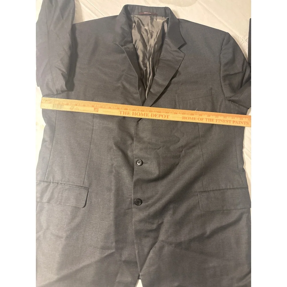 Hickey Freeman  Blazer Mens 46L  Charcoal Grey Good Two Button Wool Sport Coat
